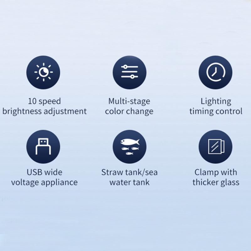 LED-Aquarienlicht, zum Anklipsen, mit einstellbarer Helligkeit, 360° drehbar, Vollspektrum