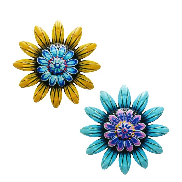 Rustics Metal Floral Wall Decors Iron Craft Design Iron Flower Wall Sculpture For Hallway Patio Unique Decorations