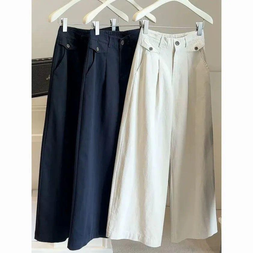 Retro High-waisted Wide-leg Pants for Women's Small 2025 Autumn Loose and Thin Pear-shaped Casual Straight-leg Pants