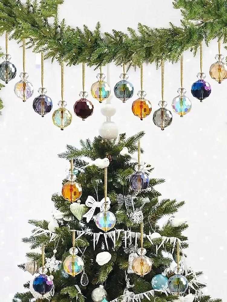 22mm Electroplating Colorful Glass Ball Pendant Crystal  DIY Christmas Decoration Christmas Tree Pendant