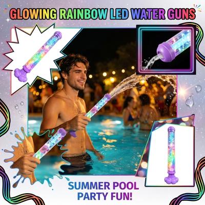 LED Light Up Water Gun Outdoor Pool Toy Kids Water Blaster Splashing Fun Summer Beach Toy Safe Durable Plastic Construction