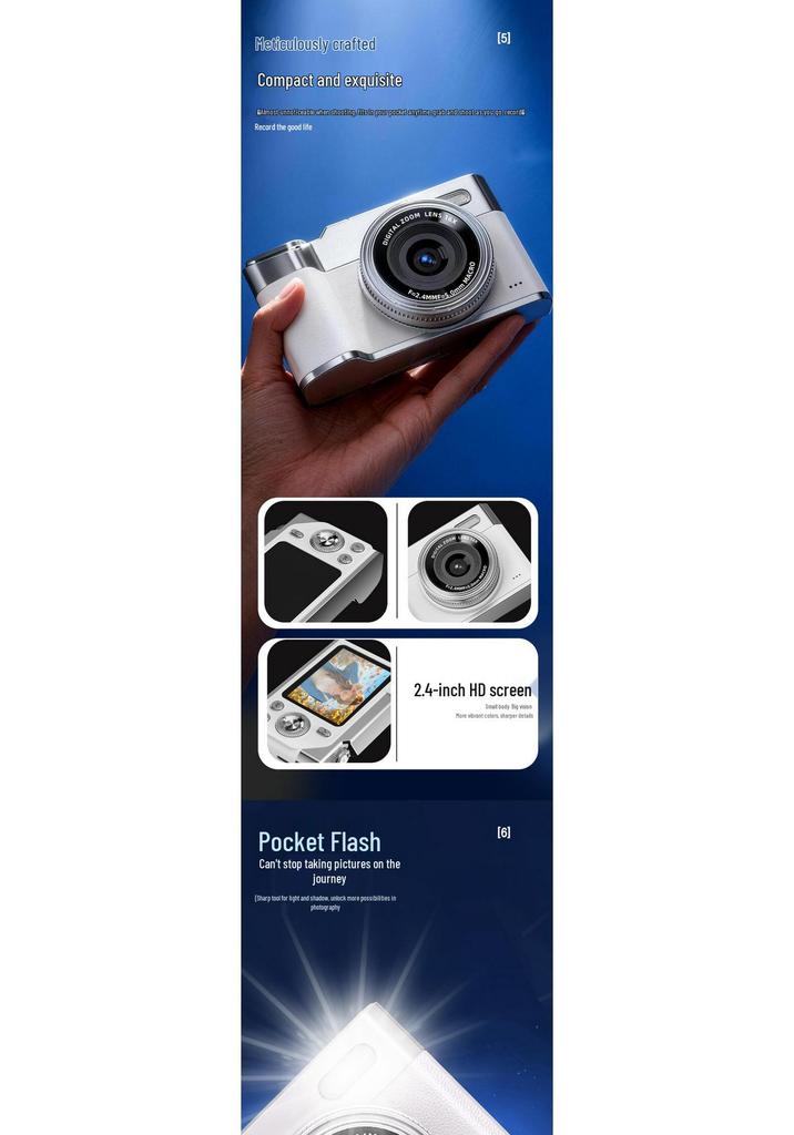 Campus Vlog High-Pixel Dual-Lens Camera with 16X Zoom and HD Video Recording
