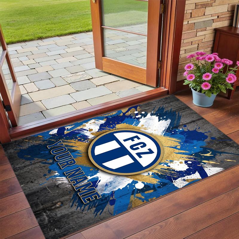 Crystal Velvet Rug Custom Name Text, Soft Non Slip Floor Mat Home DecorFC Zürich