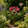 Flower Shaped Bee Butterfly Watering Station Metal Bird Water Dispenser  Outdoor Decoration