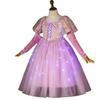 2025 Autumn/Winter Rapunzel Princess Long-Sleeve Luminous Mesh Dress for Girls