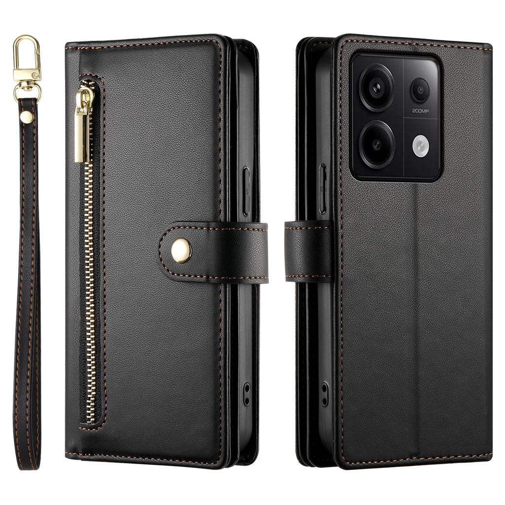 Crossbody Ledertasche für Xiaomi Redmi Note 15 14 13 12 Pro Plus 14C 13C A3 A5 Reißverschluss Lanyard Kartenfach Geldbörse Tasche Hülle