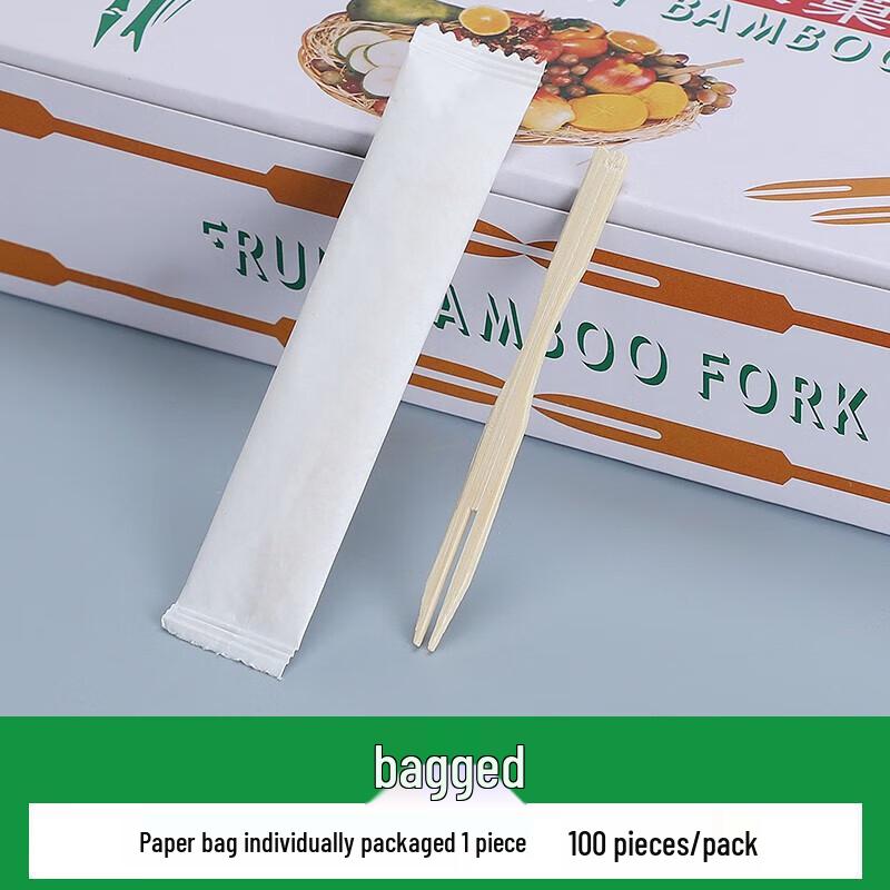 OEING Individually Wrapped Natural Bamboo Fruit Forks
