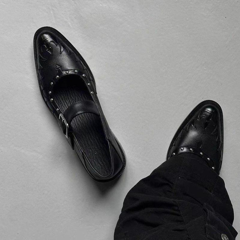 Women's Spring 2025 New Rivet Women's Pointed Toe Thick Heels British Style Loafer Female Slip On Shoes Zapatillas Mujer