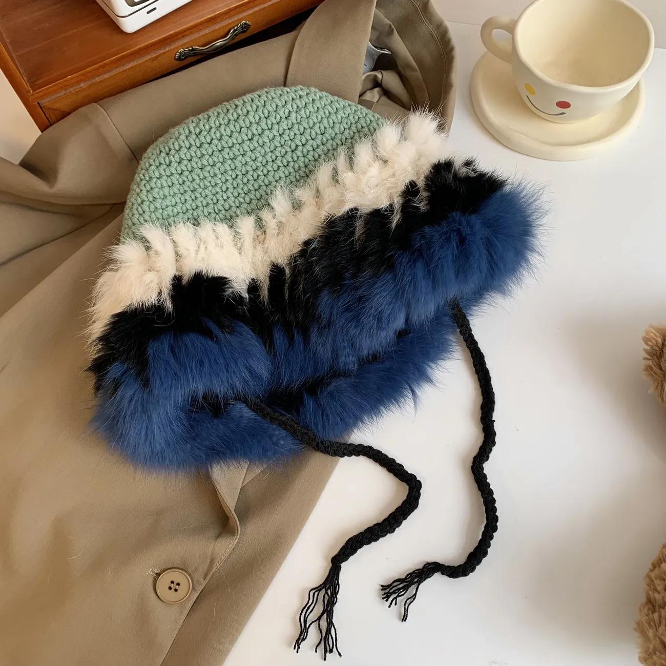 

WTEMPO Ear Protection Warm Plush Women s Hats Autumn Winter Casual Versatile Retro Hats Thickened Striped Windproof Cold-proof Hats 1pc зелёный