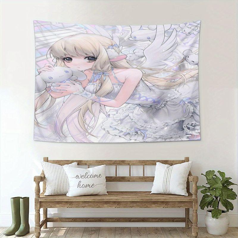 Light White Angel Girl Jade Guigou anime Animation Tapestry Wall Hanging Home Decor for Bedroom Living Room Dorm