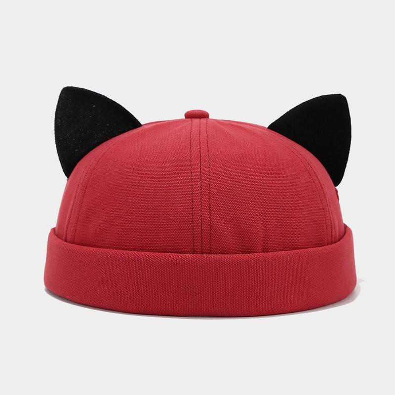 Geeignet für alle Jahreszeiten Kreative Katzenohren Einfache und modische Hüte Unisex Street Trend Vielseitige Melonenhautmützen