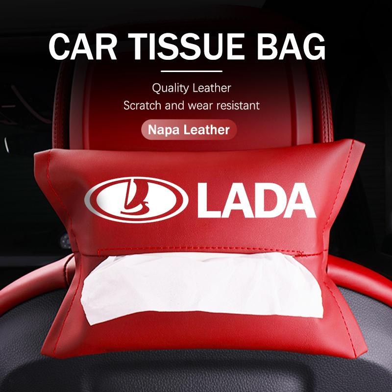 Leather Car Seat Back Hanging Tissue Bag Armrest Box Paper Holder Accessories For Lada Niva Vesta Granta Riva Samara Priora 4x4 SS15