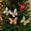 Flocking Artificial Butterfly Clip Gold Powder Christmas Tree Decoration  Xmas New Year