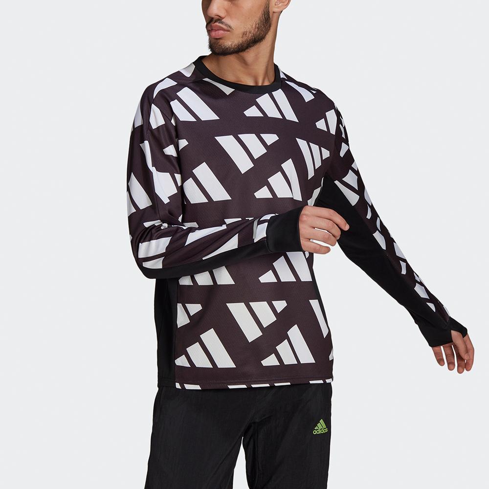 adidas Men's Own The Run Celebration Long Sleeve T-Shirt Black White Men GK5092