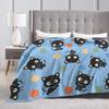 Warm Soft Blanket Girls Boys Picnic Cute Chococats Throw Blanket Black Cat Flannel Bedspread For Couch Chair Sofa Bed Funny