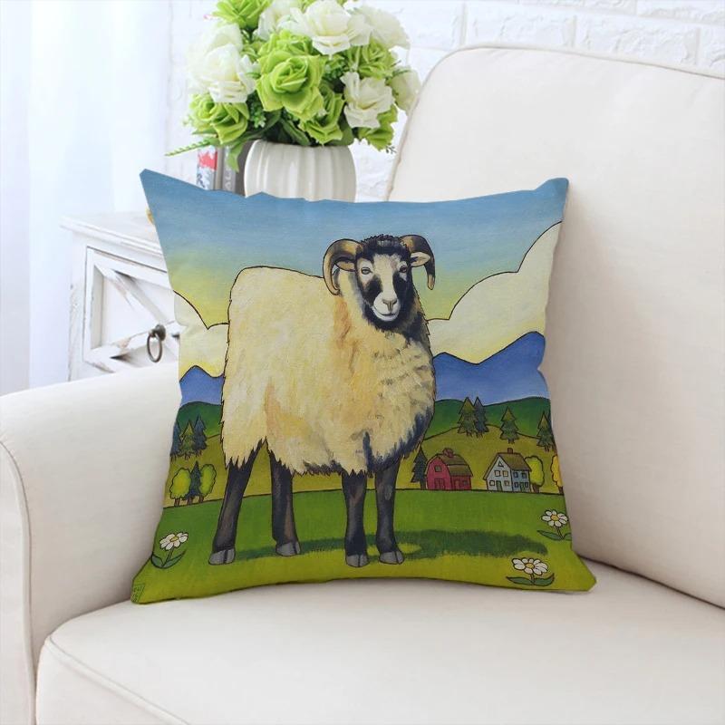 Cute Cartoon Alpaca Pillowcase Car Ornaments Office Living Room Sofa Home Pillowcase