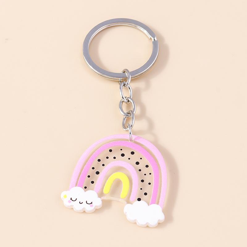 Colorful Rainbow Keychain Smile Cloud Key Rings Resin Key Chains for Women Girls Handbag Gift Jewelry Accessories