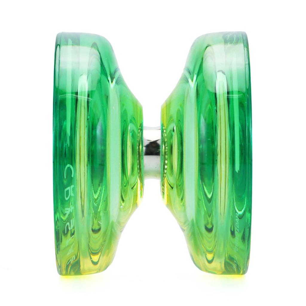 SpinGear Crystal model x Yellow Intermediate-level yo-yo, Bind-specific (Green Fade)