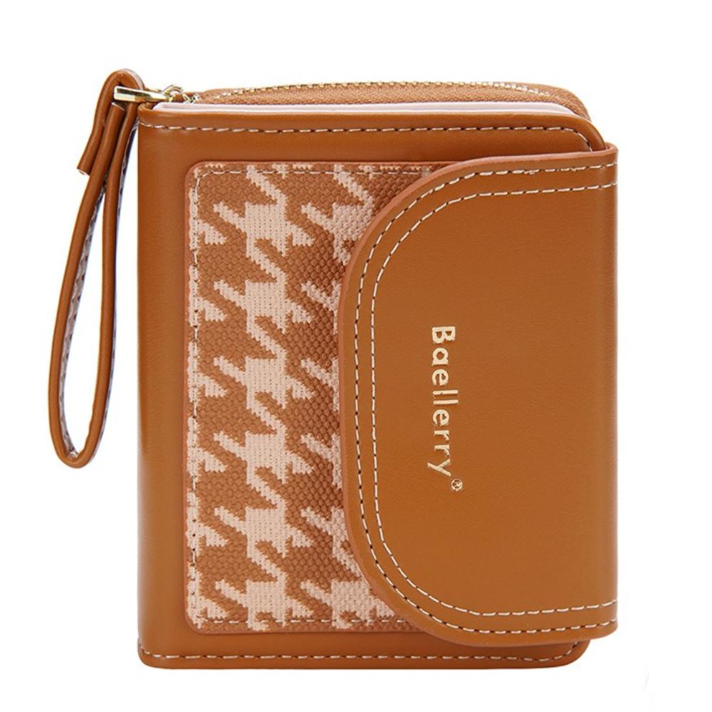 Корейский стиль Короткий кошелек на молнии из ПУ-кожи Держатель для кредитных карт Женский маленький кошелек Дамский коричневый