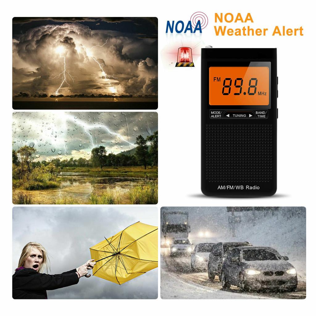NOAA AM/FM/WB Radio Auto-Suche Notfall Tasche Tragbar Batteriebetrieben Radio