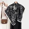 Trendy Fashionable High End Sunscreen Shawl French Elegant Spring and Autumn Retro Niche Plant and Flower Printed Handkerchief