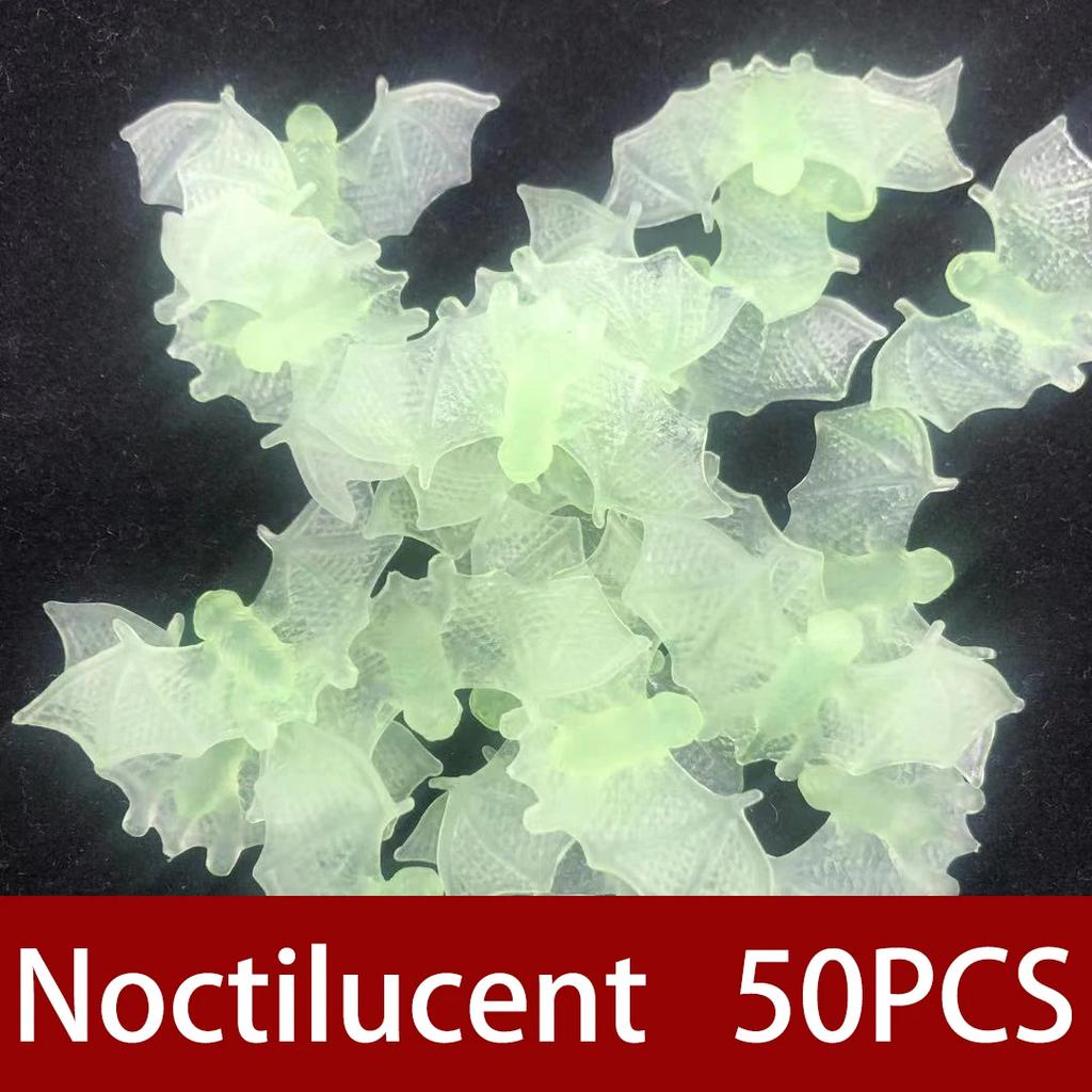 50pcs Plastic Luminous Black Fake Bat Halloween Decor Haunted House Horror Props Accessories DIY Party Dressing Party Favors