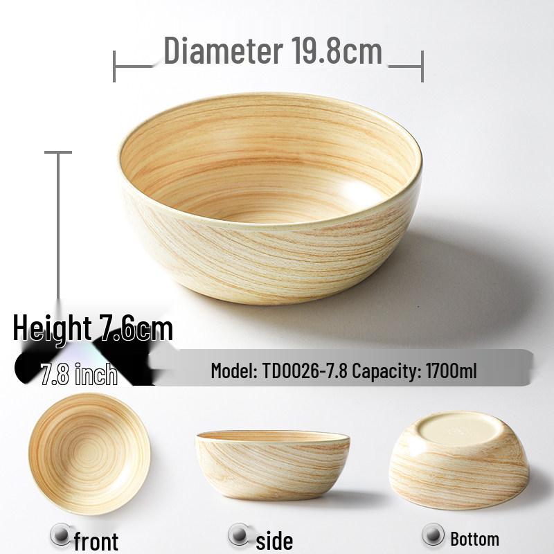 Xiangyuanmei Melamine Barbecue Hot Pot Side Plate - Imitation Porcelain Grill Pan with Wood Grain Design