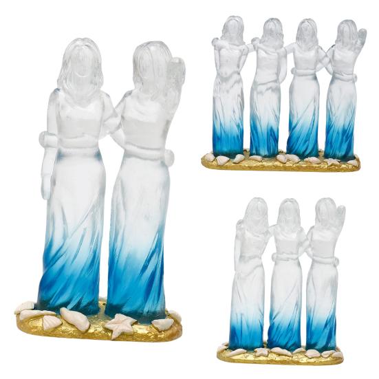 Sea Glass Style Sisters Friendship Figurine Resin 2/3/4 Sisters Hugging Sculpture Memorial Keepsake Gift for Sister Best Friend Woman