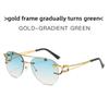 Leopard Style Frameless Sunglasses With Blue Pc Lenses For Fashion Travel And Outdoor Activities