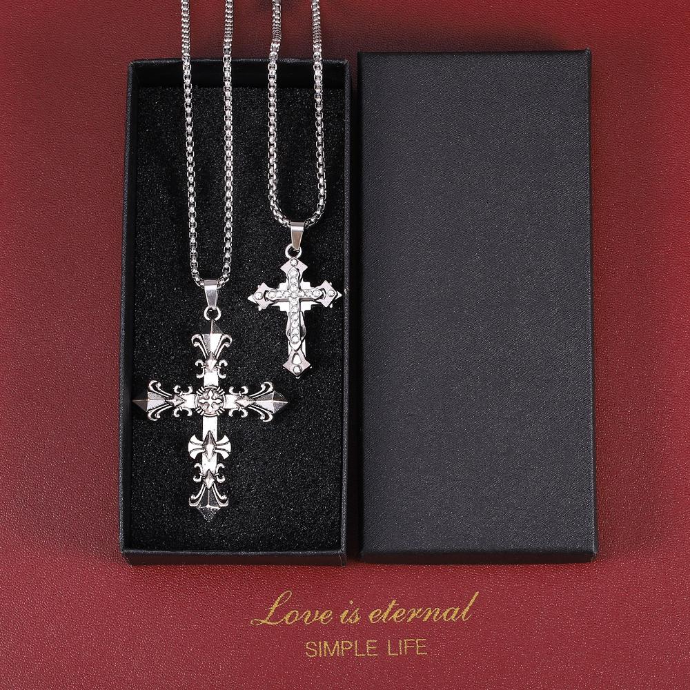 High Quality Cross Titanium Steel Non Fading Necklace,Domineering and Trendy Men's Hip-hop Pendant Chain,New Handsome Men Women