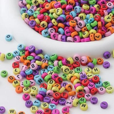 100-500PCS Colorful Letter Beads Acrylic Round Alphabet Spacer Loose Flat Bead For Jewelry Making Handmade DIY Bracelet Necklace