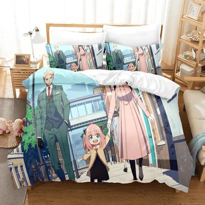 Anime Spy X Family Anya Bettwäsche Set Suite Schlafzimmer Bettwäsche Bezug Einzel- und Doppel- King Size Bettbezug Heimtextilien 2/3 Stück