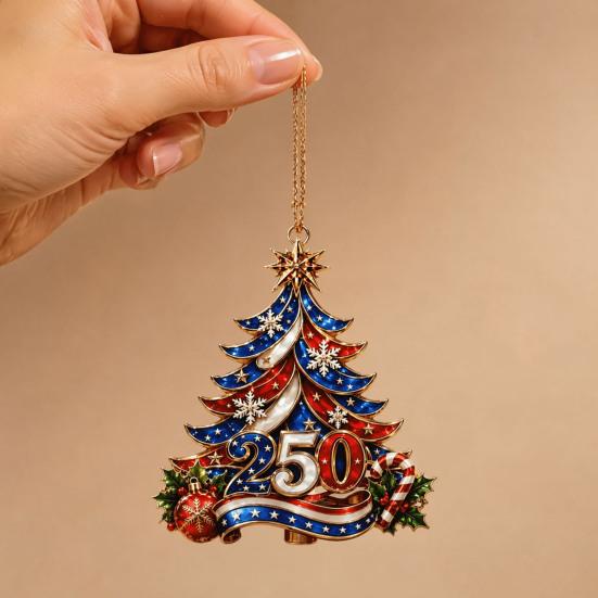 Christmas Tree Ornaments 250 Anniversary USA Ornament, 2D Acrylic 1776-2026 250th Decorations Hanging Decoration, Fourth of July Independence