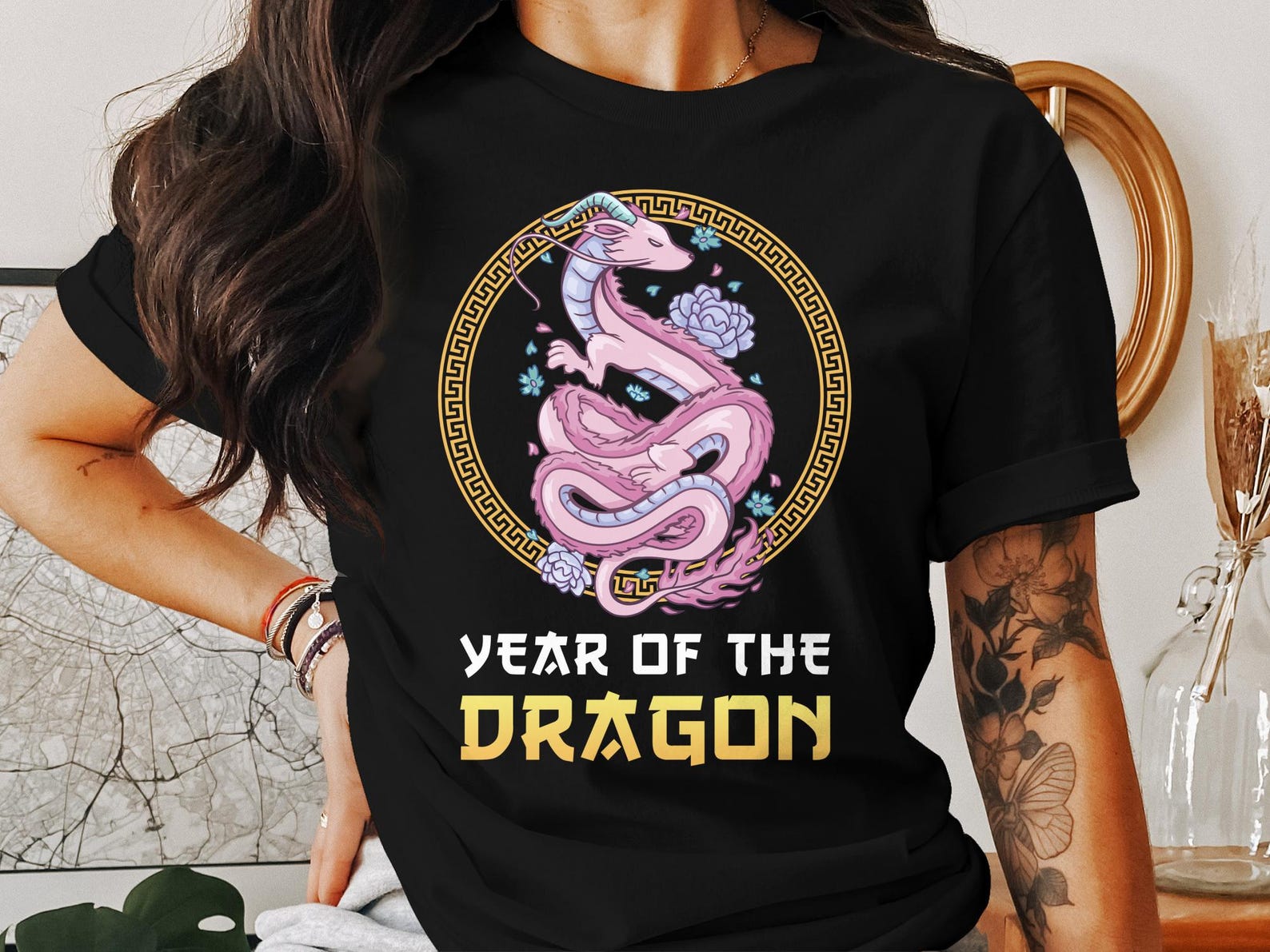 Chinese New Year Dragon T-Shirt, Lunar New Year Dragon Shirt, Year of the Dragon Tee, Zodiac Sign Dragon Top 2XL