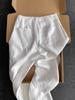 CHAO D-Free Stylish White Scimitar Linen Wide-Leg Pants