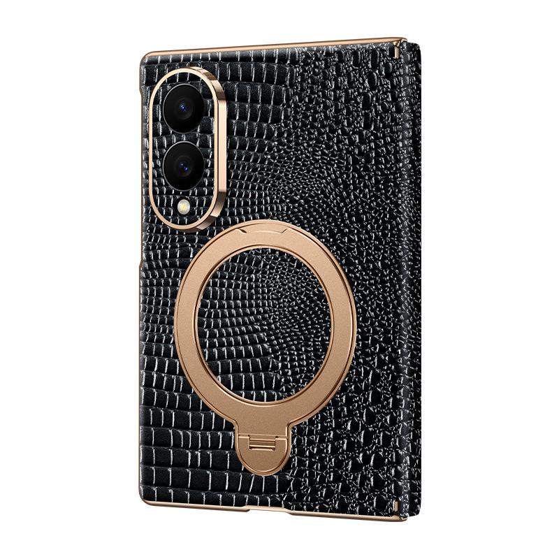 Premium Krokodilmönstrat Äkta Läderfodral för Samsung Galaxy Z Fold8 Ultra Fold 7 8 W26 Dubbel Centralaxel Skyddsfodral