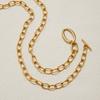 Youthway Minimalist Style Splice Chain Design Necklace Stainless Steel  Gold Color O Shape Pendant Ot Clasp Women'S Necklace