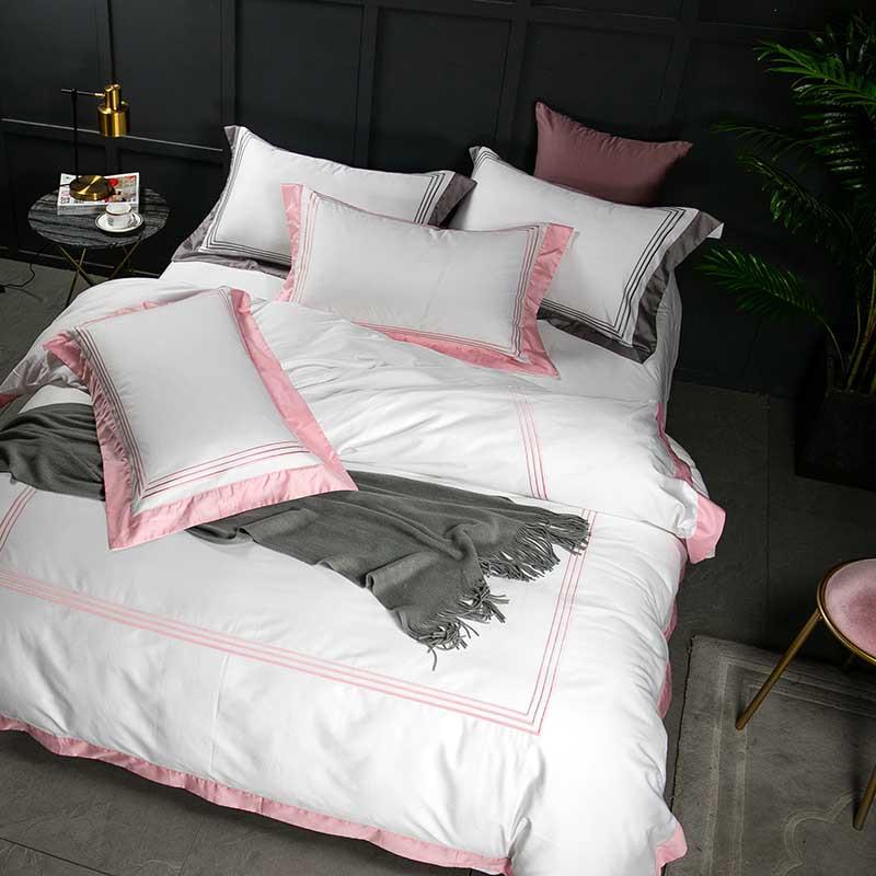 WTEMPO Europe Style Jacquard Bedding Set 4pcs Lace Bedclothes Bed Set Satin Duvet Cover Sheet Set