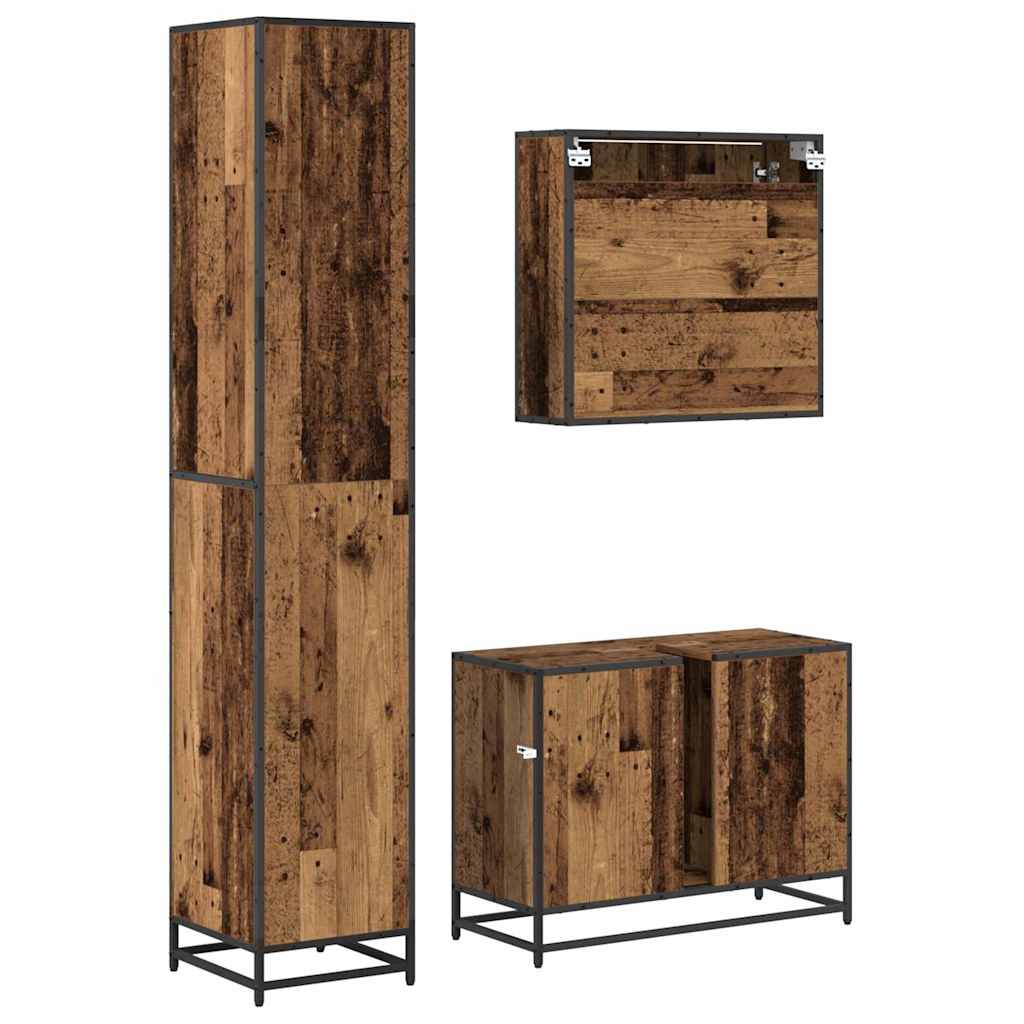 Bathroom Furniture Set with Drawers 3 pcs Reclaimed Wood Effect Particleboard