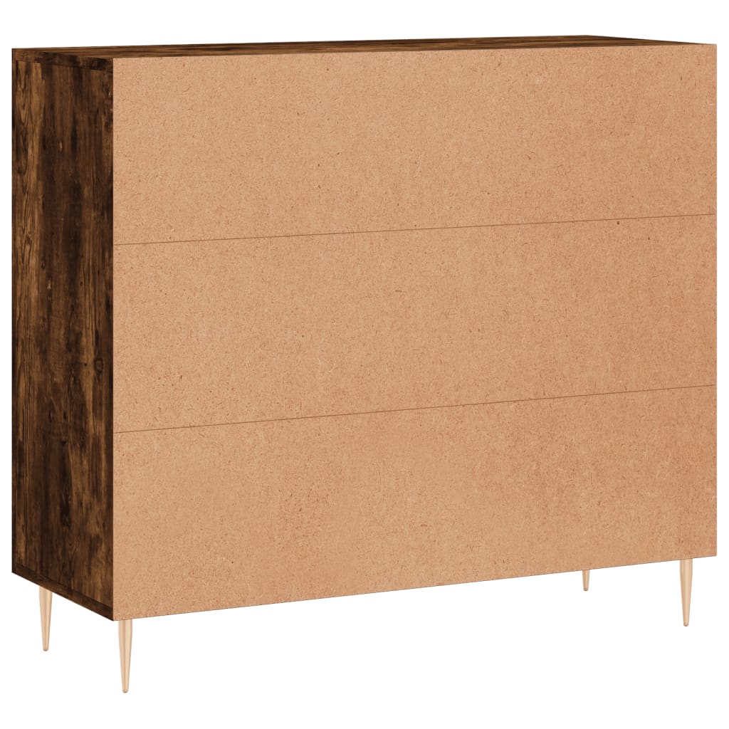 Sideboard Smoked Oak 90x34x80 cm Wood Based Material