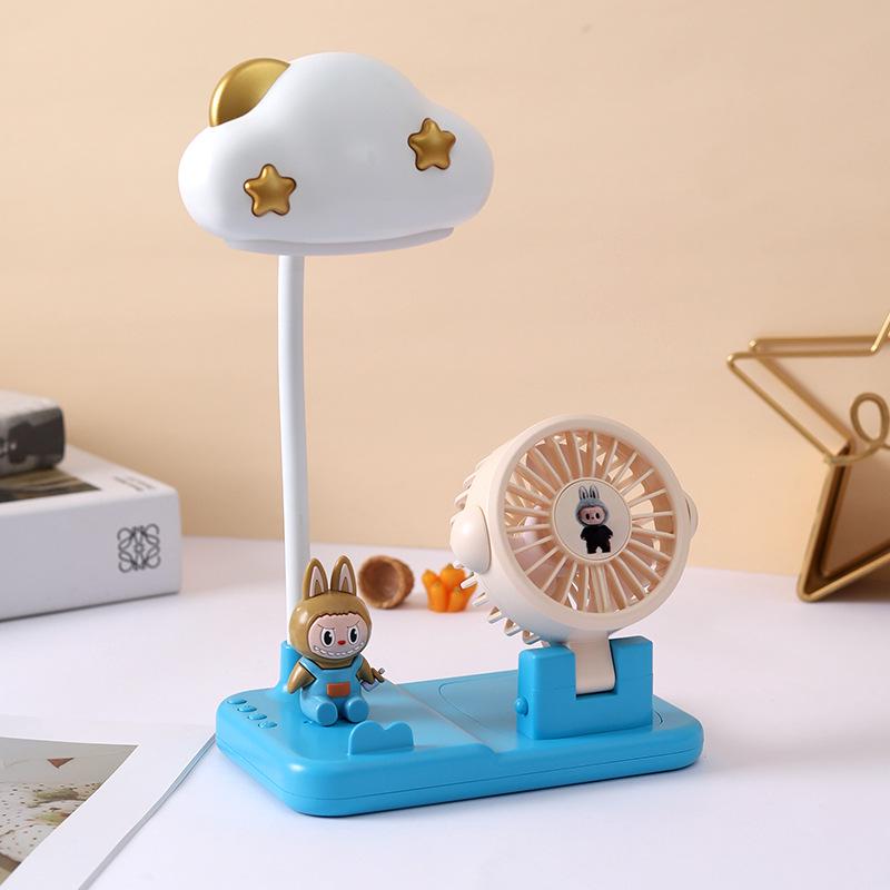 

Rechargeable 2-in-1 Desk Lamp & Fan for Children s Bedroom синий