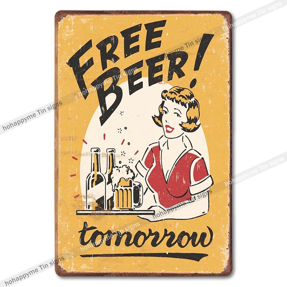 Retro Collectible Beer Tin Sign Metal Plaque Man Cave Garage Shed Decoration - 8x12in 20x30cm