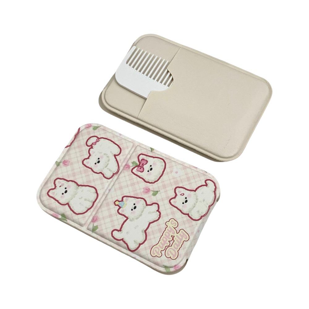 

Милое настольное зеркало из ПУ кожи, зеркало-подставка, цветок тюльпана, бантик, собака, кошка, зеркало для макияжа, изящное, легко носить в кармане