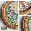 Light Luxury Rattan Woven Round Colorful Storage Tray Living Room Tea Table Fruit Pastry Cake Plate Trays Decorative