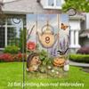 2D Flat, 1pc, 2D Flat Printing, Hedgehog and Bird Afternoon Tea Garden Flag, Polyester Material, Multiple Sizes, Machine Washable and Durable for Outd