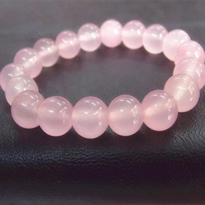 Natural Pink Crystal Stone Fashion Bracelet Attracting Love And Wealth Bracelet Bead Bracelets Ice Crackle Girl Gift Jewelry