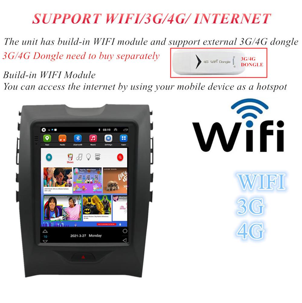 9.7'' Vertical Stereo Radio 2+32GB GPS Navigation For Ford Edge 2015-22 Carplay