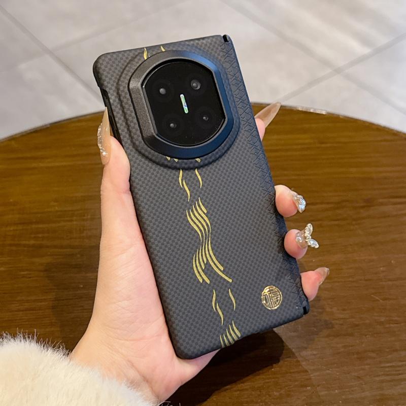 

Simple Carbon Fiber Texture Magnetic Phone Case For Huawei Mate X7 X6 X5 X3 Frosted hollow out Wireless Charging Matte PC Cover PC&Huawei Mate X3