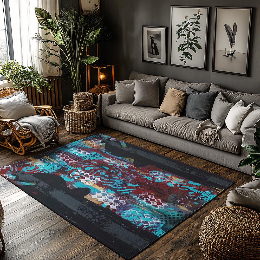 

Unique Abstract Area Rug Modern Geometric Floor Mat Living Room Decor Non Slip Home Carpet Bedroom Runner Rug Artistic Design 50x80cm