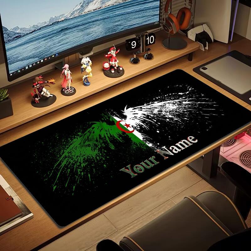 Algeria Flag Custom Name Large Size Mouse Pad Large Gaming Table Cushion Non-slip Laptop Tablet Big Mousepad XXL Mat Mini PC Playmat With Lock edge